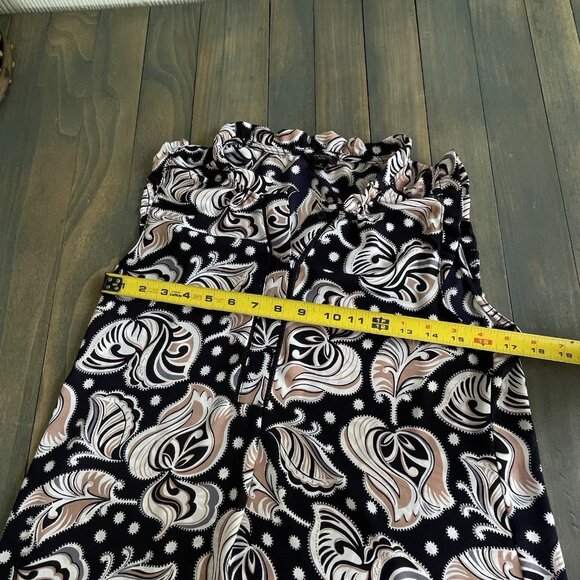 Ann Taylor Black Pink Blue & White Floral Henley Boho Top Blouse - Size SP (S7) - Picture 6 of 11